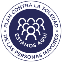 Logotipo propio Estamos Aquí. Plan contra la soledad